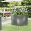 Garden Raised Bed Powder-coated Steel 39.4"x39.4"x26.8" Gray