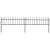 Garden Fence with Spear Top Steel 133.9"x23.6" Black