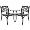 2 Piece Outdoor Dining Chairs; Cast Aluminum Chairs with Armrest; Patio Bistro Chair Set of 2 for Garden; Backyard (Lattice Design 2 Chairs)