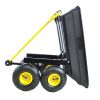 Folding car Poly Garden dump truck with steel frame; 10 inches. Pneumatic tire; 300 lb capacity body 55L black