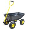 Folding car Poly Garden dump truck with steel frame; 10 inches. Pneumatic tire; 300 lb capacity body 55L black