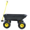 Folding car Poly Garden dump truck with steel frame; 10 inches. Pneumatic tire; 300 lb capacity body 55L black