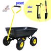 Folding car Poly Garden dump truck with steel frame; 10 inches. Pneumatic tire; 300 lb capacity body 55L black
