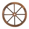 2pcs 24-Inch Old Western Style Garden Art Wall Decor Wooden Wagon Wheel Brown