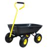 Folding car Poly Garden dump truck with steel frame; 10 inches. Pneumatic tire; 300 lb capacity body 55L black