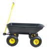 Folding car Poly Garden dump truck with steel frame; 10 inches. Pneumatic tire; 300 lb capacity body 55L black
