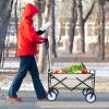 YSSOA Portable Rolling Folding Garden Cart with 360 Degree Swivel Anti-Slip Wheels & Adjustable Handle; 220lbs Weight Capacity; White