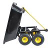 Folding car Poly Garden dump truck with steel frame; 10 inches. Pneumatic tire; black