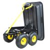 Folding car Poly Garden dump truck with steel frame; 10 inches. Pneumatic tire; 300 lb capacity body 55L black
