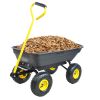 Folding car Poly Garden dump truck with steel frame; 10 inches. Pneumatic tire; 300 lb capacity body 55L black
