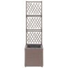 Trellis Raised Bed with 1 Pot 11.8"x11.8"x42.1" Poly Rattan Brown
