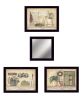 "Garden Bath Collection " 4-Piece Vignette By Pam Britton; Ready to Hang Framed Print; Black Frame